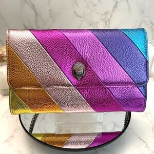 Kurt Geiger London Crossbody Metallic Pebbled Leather Callouts NWT